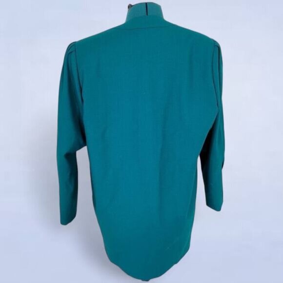 Vintage‎ Mertelli Collection Teal Pure Virgin Wool Open Blazer - Size 6 - Picture 3 of 9